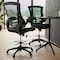 Flash Furniture Kelista Mid-Back Black Mesh Ergonomic Drafting Chair with LeatherSoft Seat, Adjustable Foot Ring and Flip-Up Arms BL-X-5M-D-BK-LEA-GG - alternate 2